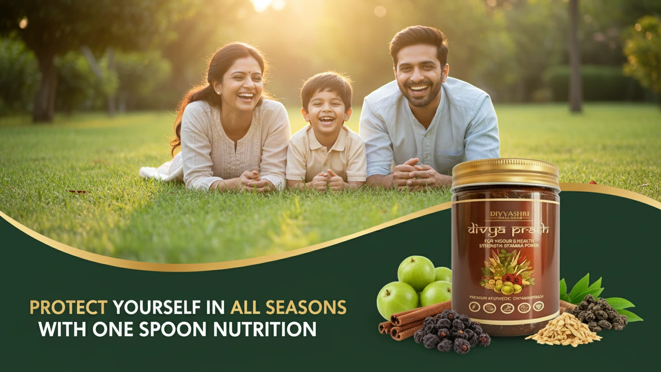 happy family with ayurvedic chyawanprash 