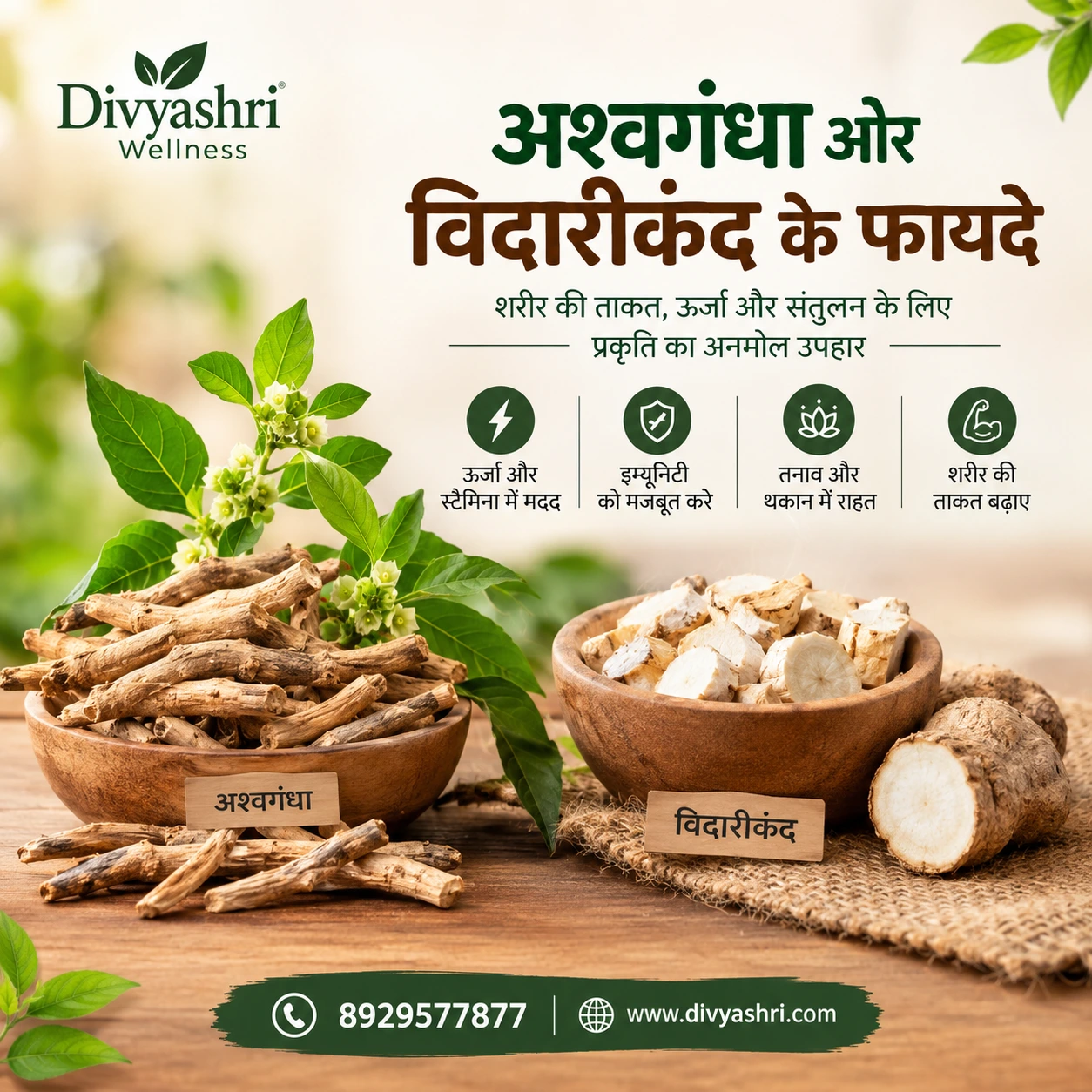 अश्वगंधा और विदारीकंद के फायदे